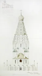 Design til en mindekirke i Leipzig, østfacade