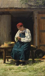 Bondekone på arbejde, 1874.