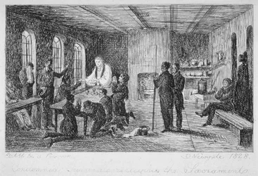 Inde i Newgate Prison, Old Bailey, City of London, 1828