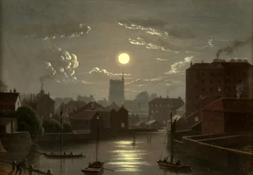 Bristol - Moonlight Scene (olie på kobber)