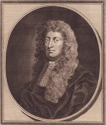Portræt af den engelske politiker William Russell, Lord Russell (1639-1683), kobberstik af John Goldar (1729-1795) fra maleri af G Kneller