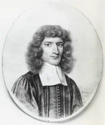 Portræt af Isaac Barrow (1630-1677), engelsk kristen teolog og matematiker, gravering