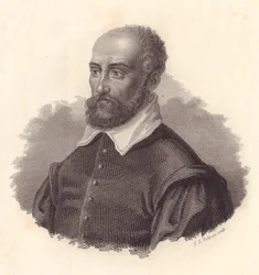 Portræt af den italienske arkitekt Andrea Palladio, pseudonym Andrea di Pietro (1508-1580), kobberstik