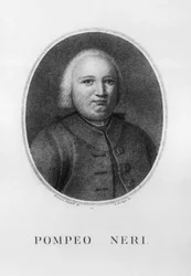 Portræt af Pompeo Neri (1706-1776), italiensk jurist og politiker, radering af Benedetto Bordiga (1768-1847) efter tegning af Francesco Sabatelli (1803-1829)