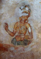 Sri Lanka, Fresko af piger i Sigiriya arkæologiske kompleks (UNESCOs verdensarvsliste