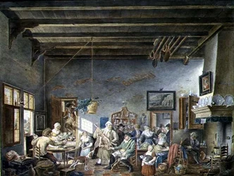 Et hollandsk krointeriør (efter et maleri af Johannes Petrus van Horstock) (1745-1825) 1824 (akvarel på papir)