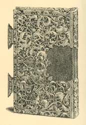 Bogomslag af forgyldt sølv, 1881.