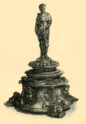 Blækstander i bronze med figur af en romersk kejser, midten af 1500-tallet, 1881.