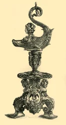 Lampe i form af sfinkslignende havdyr, c1510-1530, 1881.
