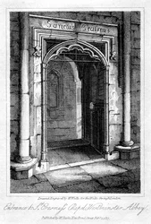 Indgang til St Erasmus Chapel, Westminster Abbey, London, 1817.