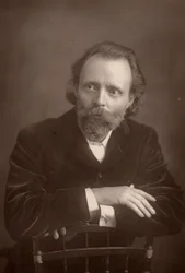""(Thomas Henry) Hall Caine (1853-1931) engelsk forfatter. Ledsager til Dante Gabriel Rossetti i slutningen af sidstnævntes liv (1881-1882) (woodburytype)