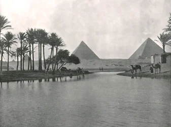 Pyramiderne og Nilen, Gizeh, Egypten, 1895.