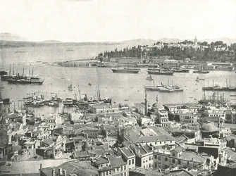 Indgangen til Det Gyldne Horn, Konstantinopel, Osmannerriget, 1895.