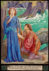 Aurelius og Dorigen (blyant og akvarel)