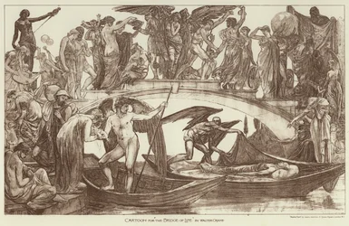 Tegnefilm til "Livets bro" (gravering)