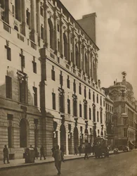 Bygninger, der repræsenterer det nye London i Moorgate Street, ca. 1935