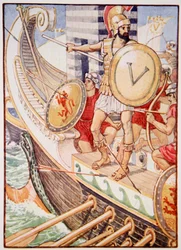 Han blev et mål for hver pil, illustration fra The Story of Greece af Mary Macgregor