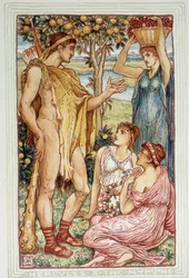 Herkules (Herakles) og nymferne - i "" En vidunderbog for piger og drenge"" af Walter Crane