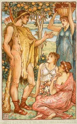 Hercules and the nymphs, illustration fra 