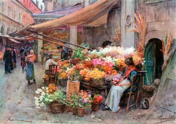 En bod ved Rialto, Venedig (farvelitografi)