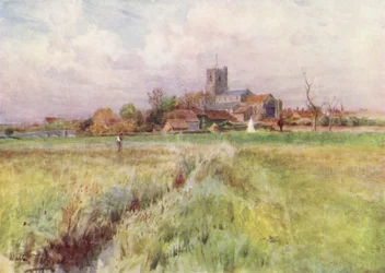 Wessex: Wareham, "Anglebury" i Wessex-romanerne (farvelitografi)