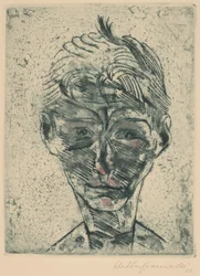 Buste af en ung mand, selvportræt drengehoved, selvportræt, 19221923.