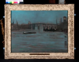 Nocturne, Battersea Old Bridge, London (olie på lærred)