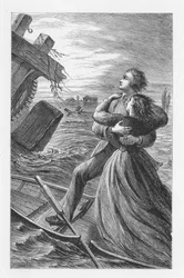 Scene fra The Mill on the Floss af George Eliot, c1880