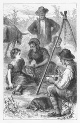 Scene fra The Mill on the Floss af George Eliot, c1880