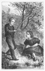 Scene fra The Mill on the Floss af George Eliot, c1880