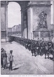 Tyske tropper passerer under Triumfbuen 1871 e.Kr