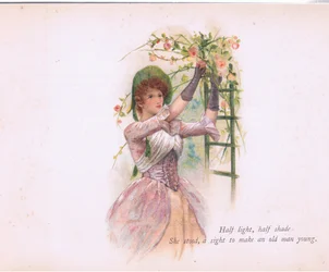 Halvt lys, halv skygge, illustration fra Tennyson Pictures udgivet af E P Dutton & Co, ca. 1900