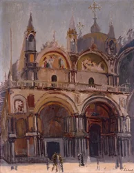 Udsigt over Markuspladsen og basilikaen, ca. 1901 (olie på lærred)