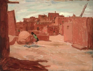 Adobe Village (olie på lærred)