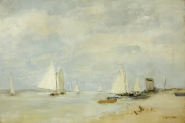 Yachts in the Cutting (olie på lærred)
