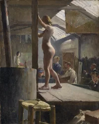 Livsklasse, Academie Julian - Walter Herbert Withers (1854-1914). Olie på lærred