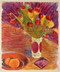 Blomstervase og frugtskål