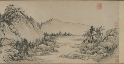 Bo i Fuchun-bjergene efter Huang Gongwang, Qing-dynastiet, 1672 (blæk og farve på papir)
