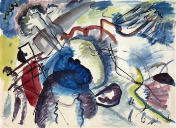 ""Esquisse pour peinture a bordure blanche"" (Sketch til maleri med hvid kant) (Design til maleri med hvid kant) Maleri af Wassily Kandinsky