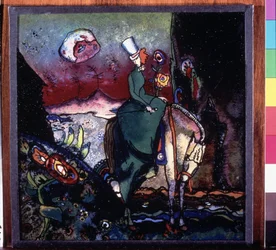 ""The Amazon"" Træmaleri af Vassily Kandinsky (eller Wassily Kandinski eller Kandinskij