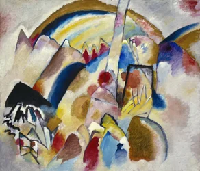 ""Paysage aux points rouges n 2"" (Landskab med røde pletter N 2 eller Landskab med røde pletter nr. 2) Maleri af Wassily Kandinsky (eller Wassily Kandinsky eller Kandinskij)