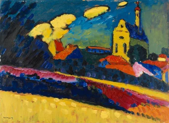 Studie for Murnau - Landskab med kirke, 1909.