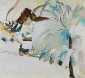 Vinterlandskab med lokomotiv. 1911
