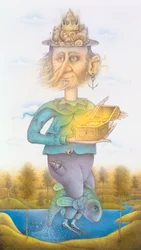 Neptun (blyant og farvekridt på papir) (par af 155032)