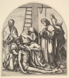 Nedstigning fra korset, efter Holbein, 1640.