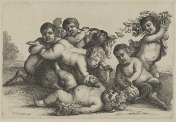 Tre små drenge, to satyrer og en bacchant en ged Putti og Satyrer (serietitel)