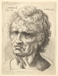 Hoved af en mand med alvorligt udtryk, 1625-77.