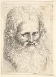 Hoved af en gammel mand med stort skæg, 1645.
