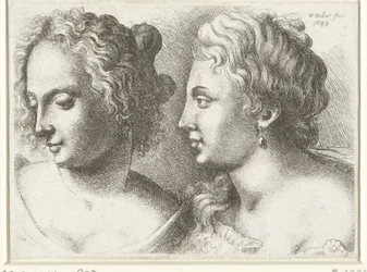 Hoveder af to unge kvinder Varie figurae et probae (serietitel) Karikaturer, hoveder og deformiteter efter Leonardo da Vinci (serietitel)