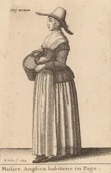En engelsk kvinde, der bor i en landsby, 1643.